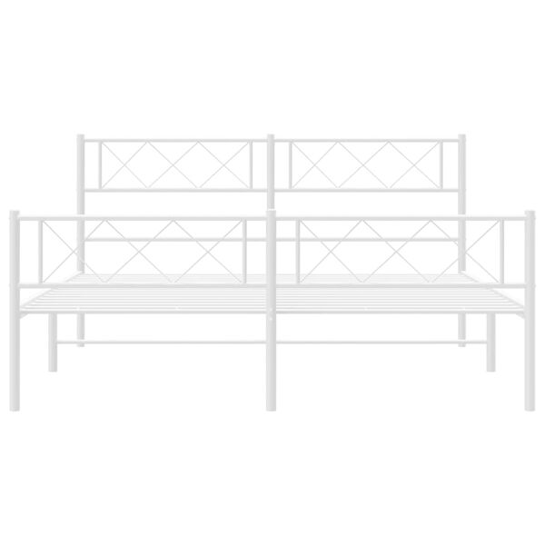 vidaXL Metal Bed Frame without Mattress with Footboard White 140x190cm