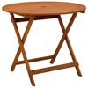 vidaXL Folding Garden Table Brown &Oslash; 90 x 75 cm Solid Eucalyptus Wood