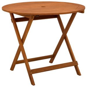 vidaXL Folding Garden Table Brown &Oslash; 90 x 75 cm Solid Eucalyptus Wood