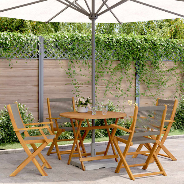 vidaXL 5 Piece Garden Dining Set Grey Polypropylene and Solid Wood