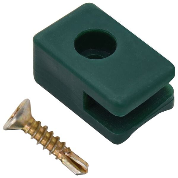 vidaXL Garden Fence Wire Holder with Screw 100 Sets Green
