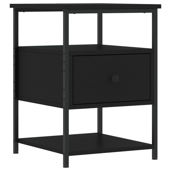 vidaXL Bedside Cabinet Black 40x42x56 cm Engineered Wood
