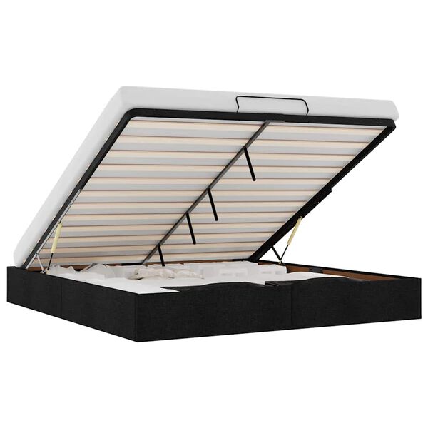 vidaXL Ottoman Bed Frame without Mattress Black Super King Fabric