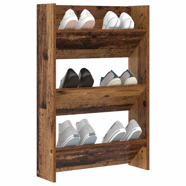 vidaXL Shoe Cabinet Old Wood 60 x 18 x 90 cm Engineered Wood