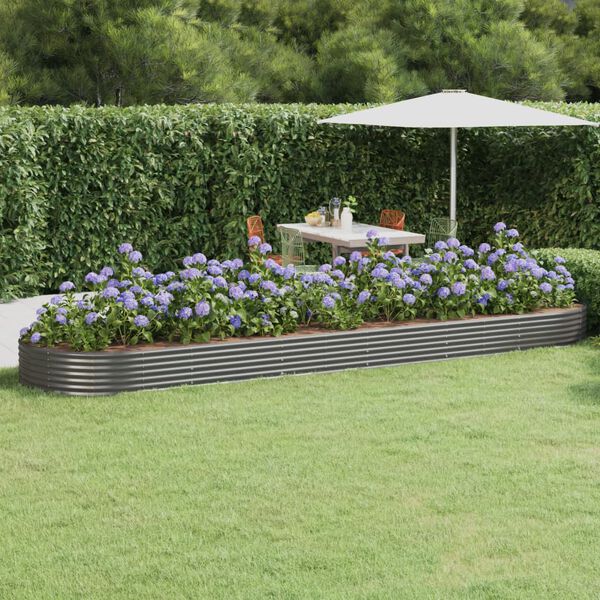 vidaXL Garden Raised Bed Galvanised Steel 523x140x36 cm Grey