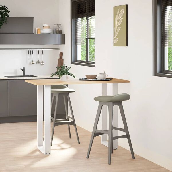 vidaXL Bar Table Legs U-Shaped 2 pcs White 50x(100-101) cm Steel