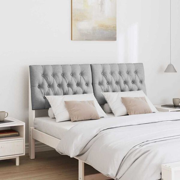vidaXL Upholstered Headboard Light Grey 150 cm Solid Pine Wood