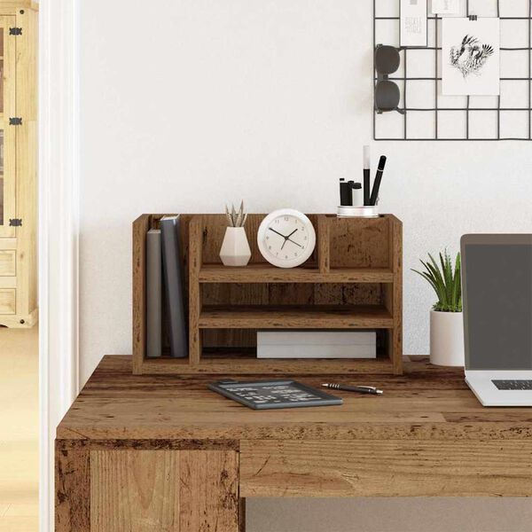 vidaXL Desk Organiser Old Wood 44.5 x 24 x 25 cm Engineered Wood