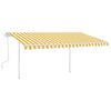 vidaXL Manual Retractable Awning with Posts 4.5x3.5 m Yellow and White