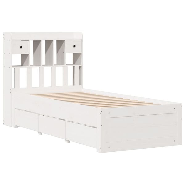 vidaXL Bookcase Bed without Mattress White 90x200 cm Solid Wood Pine