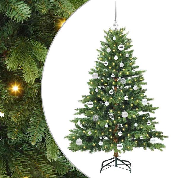 vidaXL Artificial Christmas Tree with 150 LEDs Green 150 cm PE and PVC