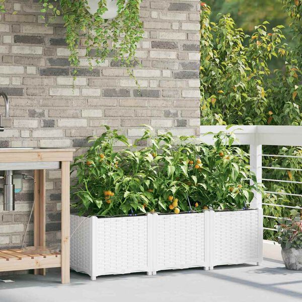 vidaXL Garden Planter 3 pcs White Plastic