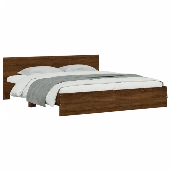 vidaXL Bed Frame without Mattress Brown Oak 180x200 cm Super King