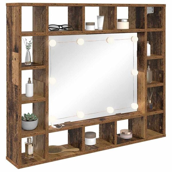 vidaXL Mirror Cabinet Old wood 91 x 15 x 76.5 cm Engineered Wood