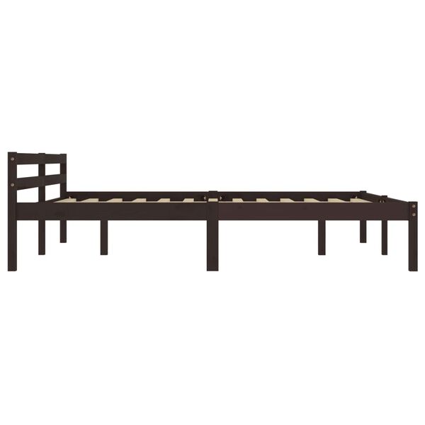 vidaXL Bed Frame without Mattress Dark Brown Solid Pine Wood 180x200 cm Super King
