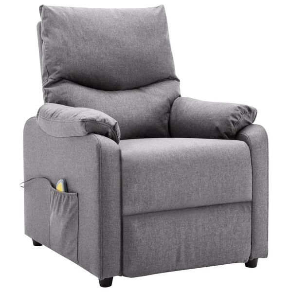vidaXL Massage Chair Light Grey Fabric