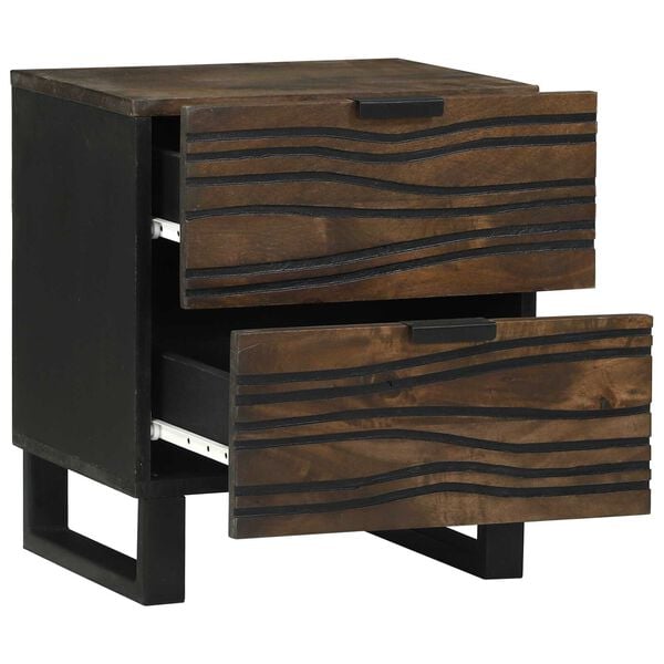 vidaXL Bedside Cabinet 2 pcs Walnut 40 x 33 x 46 cm Solid Acacia wood