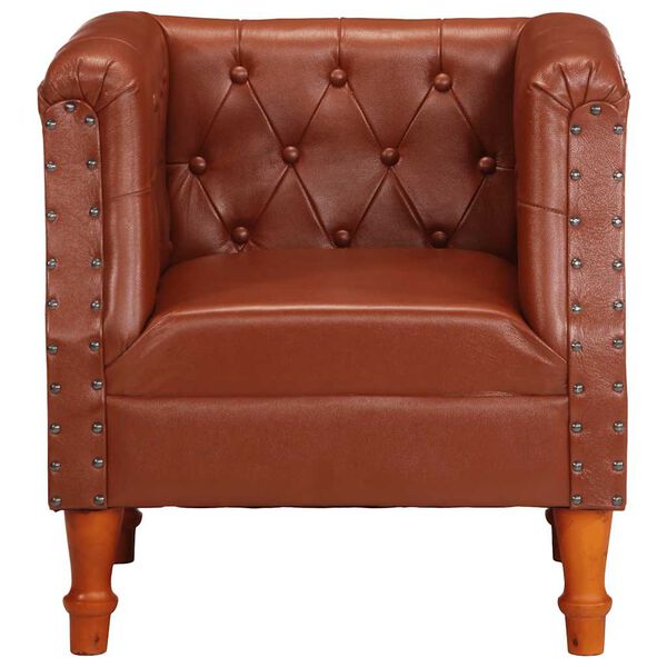 vidaXL Armchair Brown Real Leather