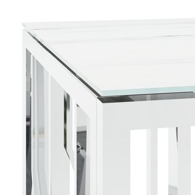 vidaXL Coffee Table Silver 110x45x45 cm Stainless Steel and Glass