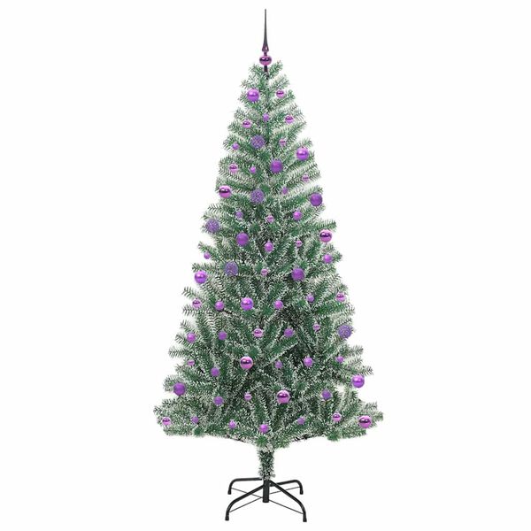 vidaXL Artificial Christmas Tree Snow Flocked with LED Light 210 cm