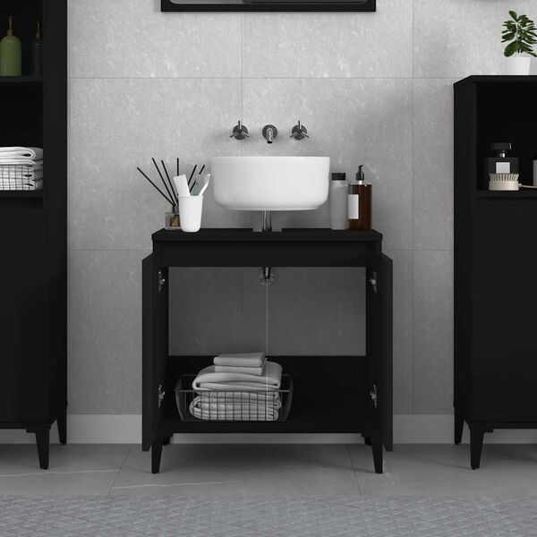 vidaXL Sink Cabinet Black 58x33x60 cm Engineered Wood