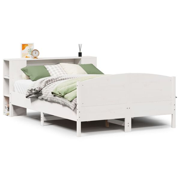 vidaXL Bookcase Bed without Mattress White 120x190cm Solid Wood Pine