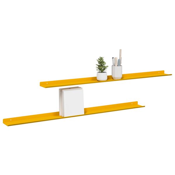 vidaXL Floating Shelf 2 pcs Mustard Yellow 100 x 9 x 2.5 cm Steel