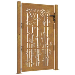 vidaXL Garden Gate 100x150 cm Corten Steel Bamboo Design