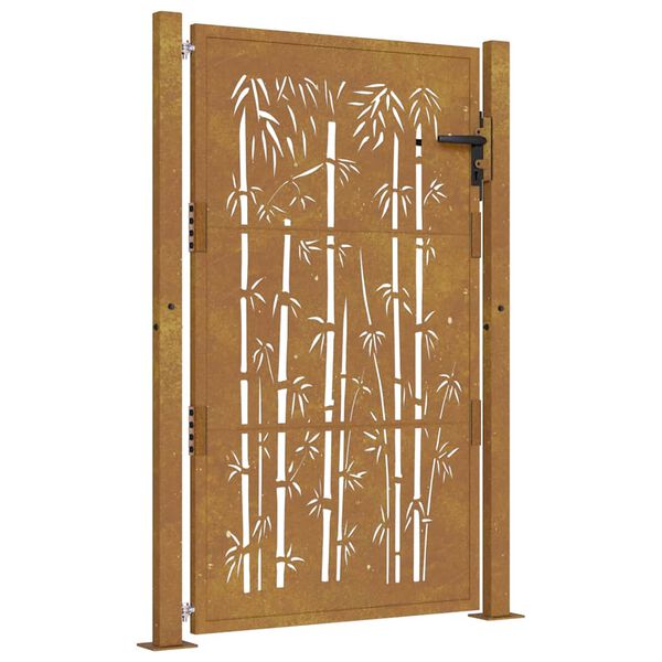 vidaXL Garden Gate 100x150 cm Corten Steel Bamboo Design