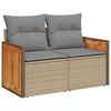 vidaXL 7 Piece Garden Sofa Set with Cushions Beige Poly Rattan Acacia
