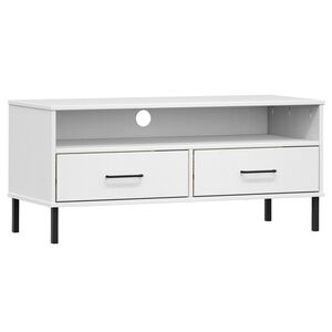 vidaXL TV Cabinet with Metal Legs White Solid Wood Pine "OSLO
