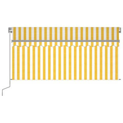 vidaXL Manual Retractable Awning with Blind&LED 3x2.5m Yellow&White