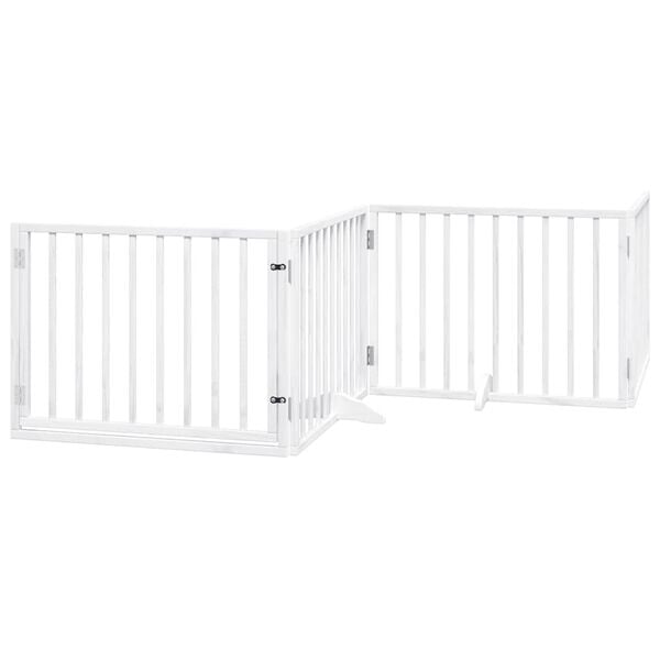 vidaXL Dog Gate with Door Foldable 6 Panels White 480 cm Poplar Wood