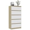 vidaXL Drawer Sideboard White and Sonoma Oak 60x35x121 cm Engineered Wood