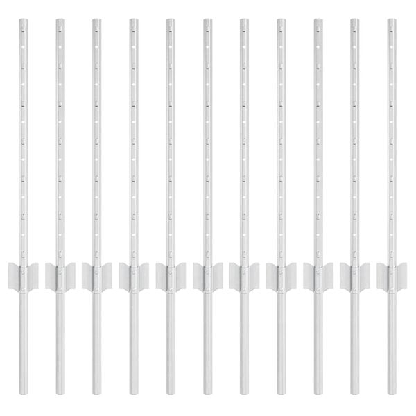 vidaXL Fence Post 11 pcs Silver 60 cm Steel