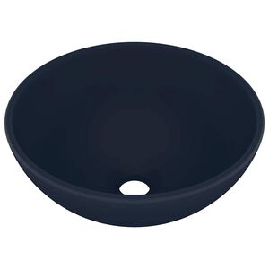 vidaXL Luxury Bathroom Basin Round Matt Dark Blue 32,5x14 cm Ceramic