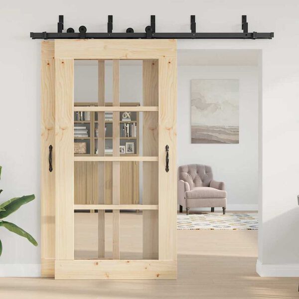 vidaXL Sliding Door Hardware Kit 213,5 cm Steel Black