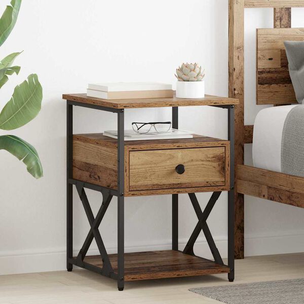 vidaXL Bedside Cabinet Old Wood 40 x 42 x 55 cm Engineered Wood