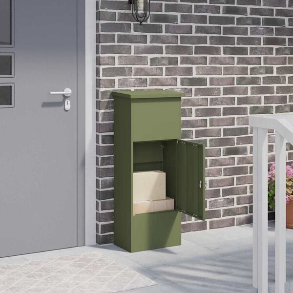 vidaXL Parcel Drop Box Olive green 44.5 x 29 x 110.5 cm Steel