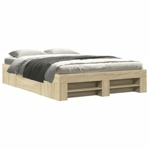vidaXL Bed Frame without Mattress Sonoma Oak 140x200 cm Engineered Wood