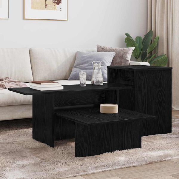 vidaXL Console Table Black Oak 91.5 x 35 x 38.5 cm Engineered Wood