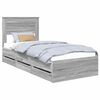 vidaXL Bed Frame with Drawer Grey Sonoma 90 x 190 cm Engineer Wood