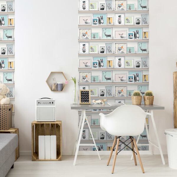 DUTCH WALLCOVERINGS Wallpaper Animal Photo Frames Multicolour L325-01