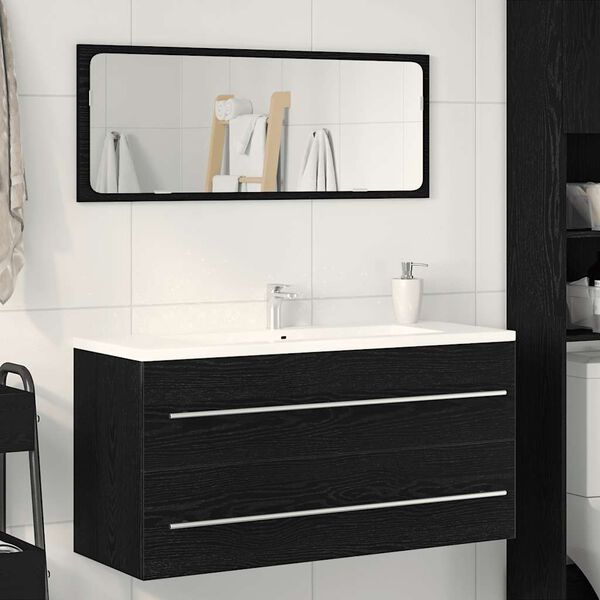 vidaXL Bathroom Sink Cabinet Black Oak 100x38.5x48 cm Engineered Wood