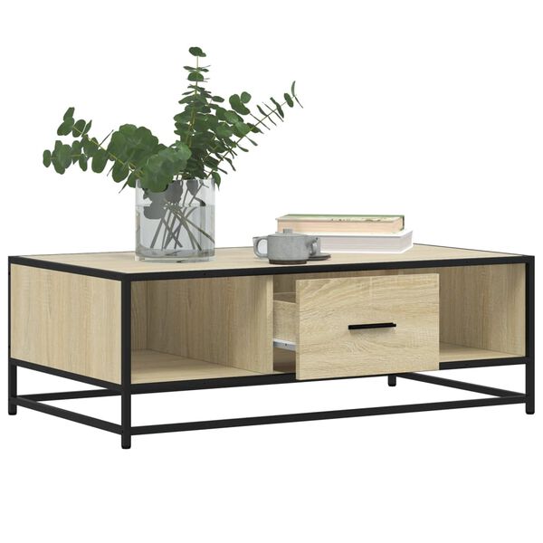 vidaXL Coffee Table Sonoma Oak 100x57x35 cm Engineered Wood and Metal