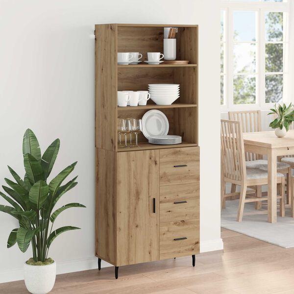 vidaXL Highboard with Drawer Artisan Oak 69.5 x 34 x 180 cm
