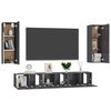vidaXL 5 Piece TV Cabinet Set High Gloss Grey Engineered Wood