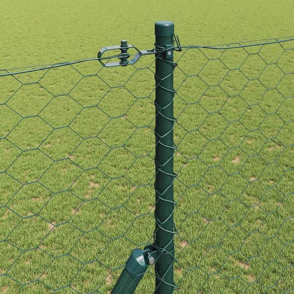 vidaXL Fence Post Green 50 x 1.6 m (50 mm mesh) Steel and PVC
