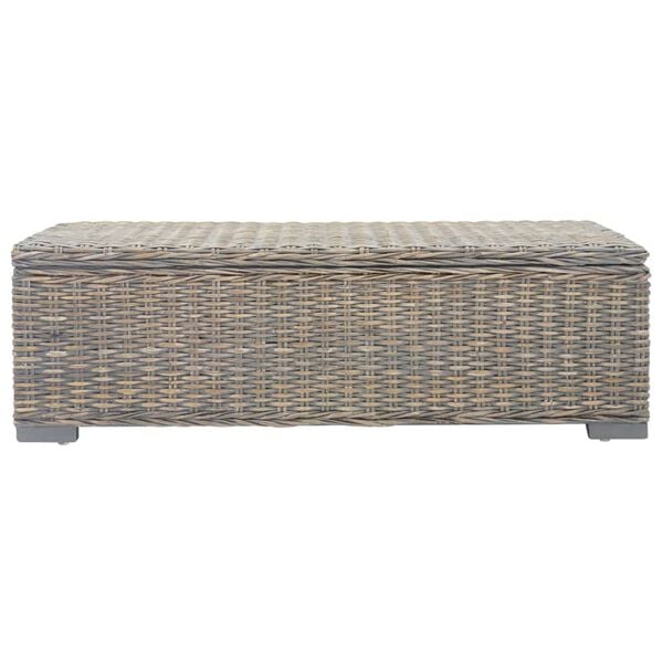 vidaXL Storage Box Grey 110 cm Natural Kubu Rattan & Solid Wood Mahogany