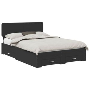 vidaXL Bed Frame with Headboard Black 160 x 200 cm Engineered Wood